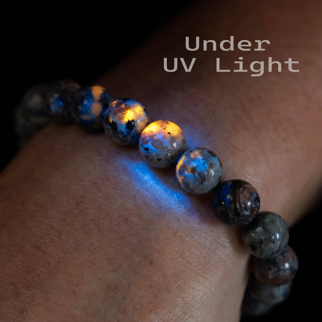 UV Luminescent Rock, Handmade Natural Flame Stone Bracelet