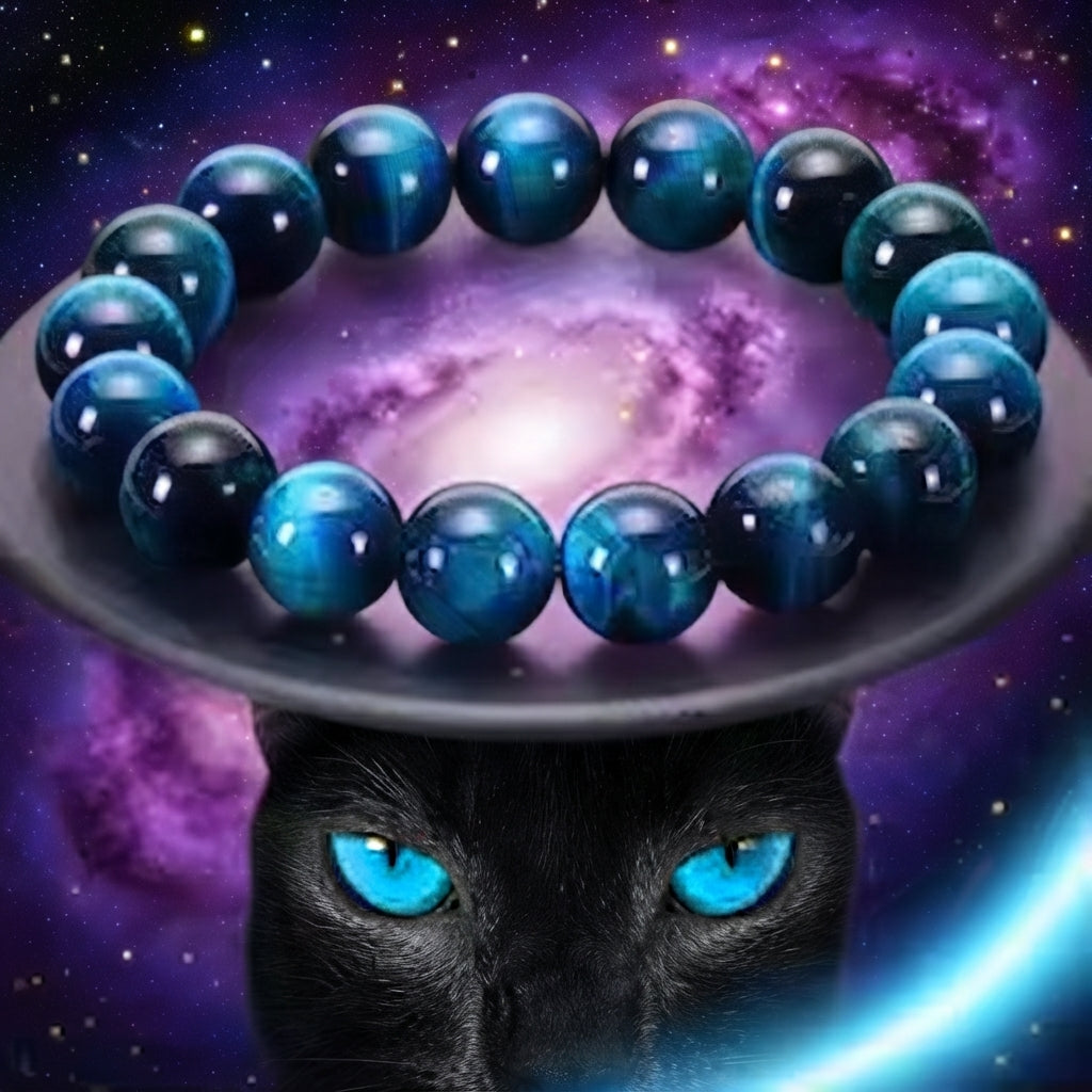 Blue Tiger's Eye Stone Bead Bracelet