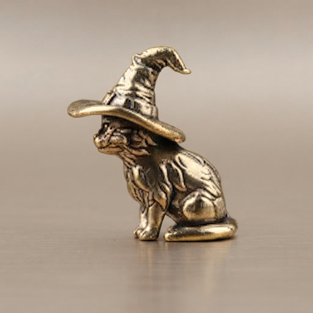 Sorcerer Cat Small Statue Creative Solid Brass