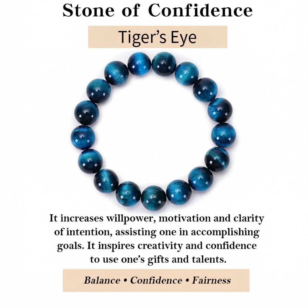 Blue Tiger's Eye Stone Bead Bracelet