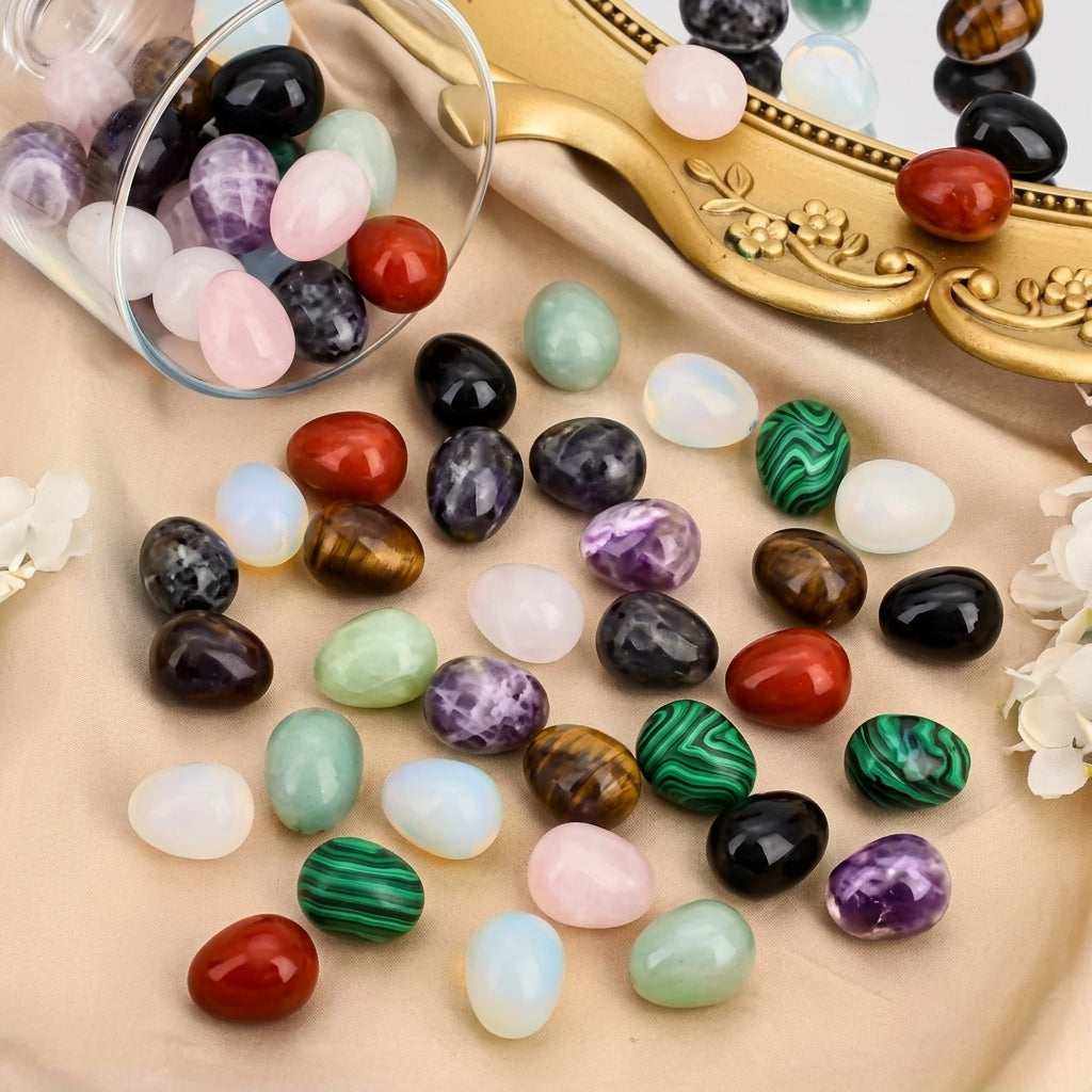 12 PCS Egg Stones, Polished Crystal Stones
