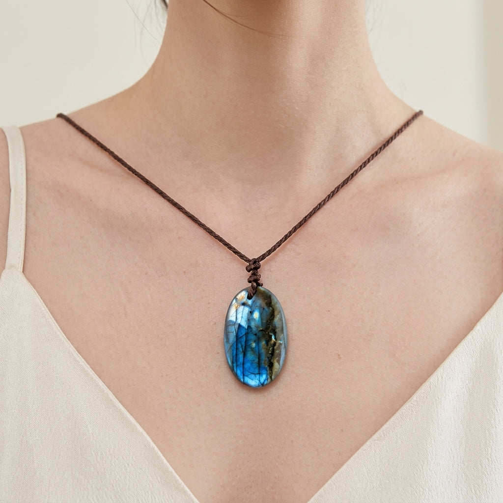 Natural Labradorite Pendant Necklace Healing