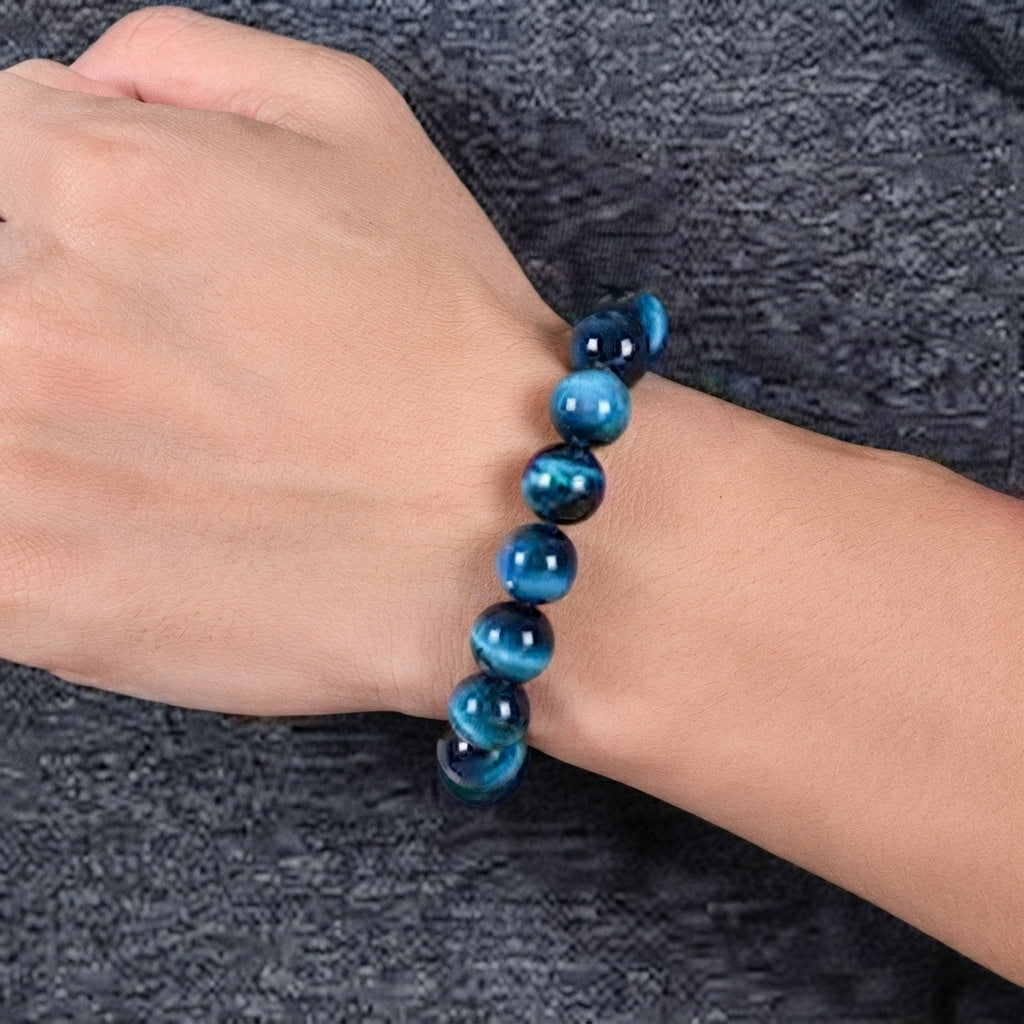 Blue Tiger's Eye Stone Bead Bracelet