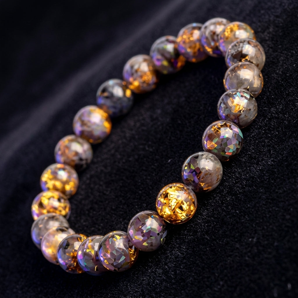 UV Luminescent Rock, Handmade Natural Flame Stone Bracelet