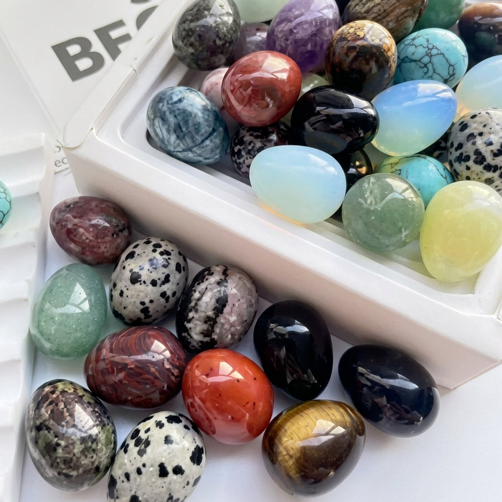 12 PCS Egg Stones, Polished Crystal Stones