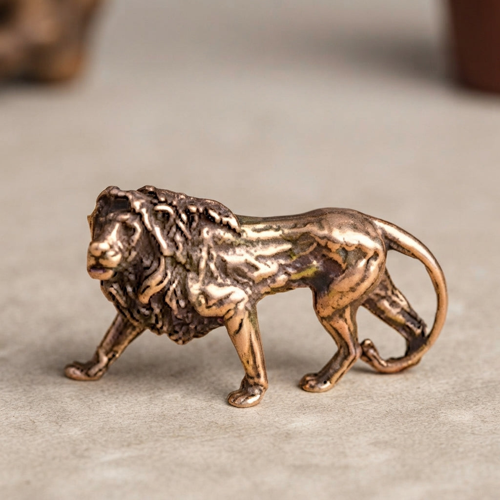 Pure Copper Majestic Lion King Miniatures Figurine